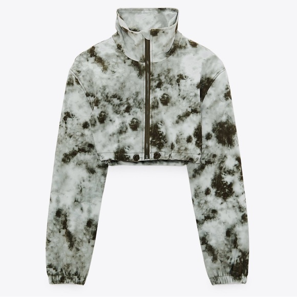Zara Jackets & Blazers - NWOT Zara green TIE DYE CROP jacket